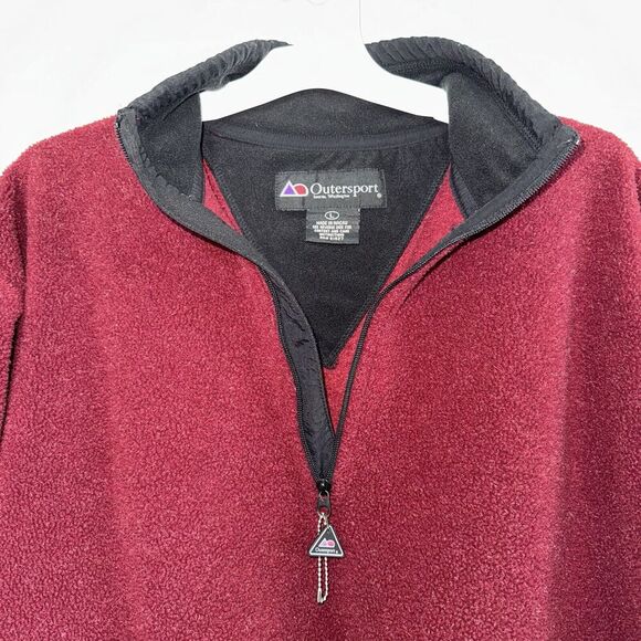 Vintage Outersport 1/4 Zip Fleece Pullover Men’s Size L Jacket Sweater Dark Red - Picture 2 of 6